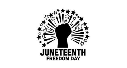 Juneteenth freedom day fist and stars graphic with black history © Kapilbiswas