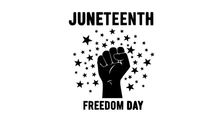 Juneteenth freedom day fist and stars graphic with black history © Kapilbiswas