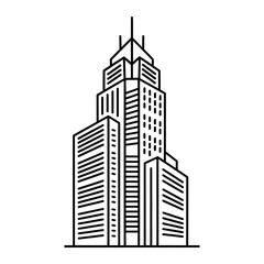 Fototapeta premium Outline vector icon of a modern skyscraper building with high rise, real estate
