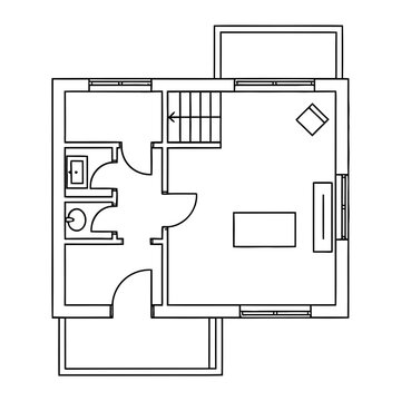 Blueprint floor plan of a house with stairs and rooms real estate property pla