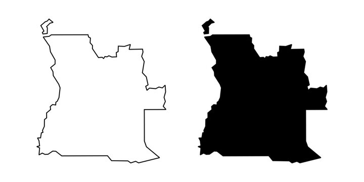 Angola map vector icon set.Angola country map line and silhouette icons with simple and modern design