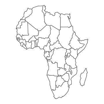 Vector icon of map of Africa continent. African border and division line icons with simple and modern design