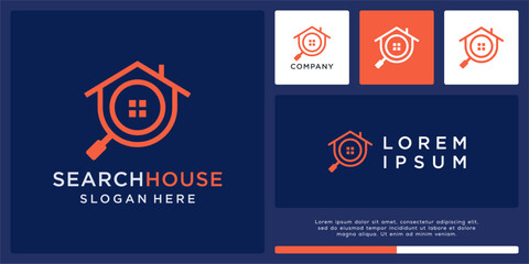 Fototapeta premium Search house logo design template with magnifying glass