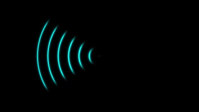 Radio wave signal animation isolated on black background