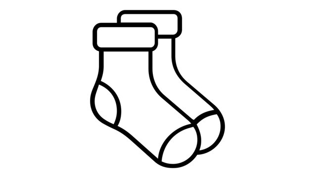 Minimalist vector icon illustration of a pair of cozy socks, ideal for clothing, apparel, and winter fashion themes. Scalable flat line art graphic for web, mobile apps, and UI design.