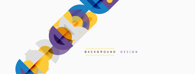 Obraz na płótnie Canvas Abstract geometric shapes overlap, creating vibrant colorful design. Modern style suitable for backgrounds, banners, presentations.