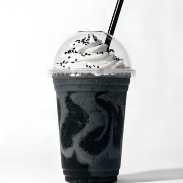 dramatic trendy activated charcoal black milkshake