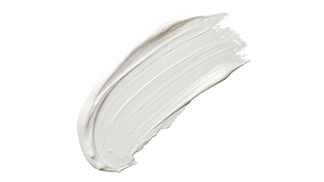White cream is spread isolated on transparent background cut out