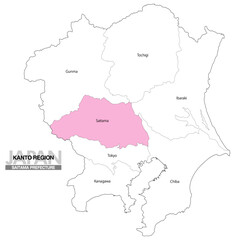 Fototapeta premium [日本地図] 関東地方の埼玉県の都県名入り位置地図 (英語)
