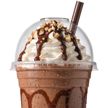 indulgent nutella hazelnut chocolate milkshake in disposable cup