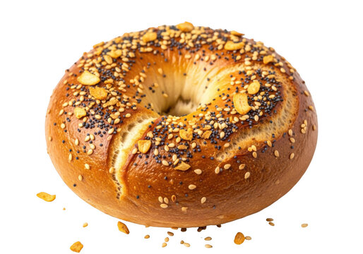Fresh cinnamon sugar bagel isolated on transparent background