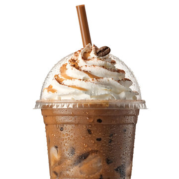rich dark coffee mocha milkshake in disposable clear cup