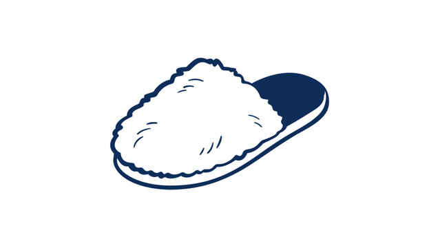 Cozy fluffy slipper vector icon illustration. Minimalist blue line art of a soft house shoe for indoor comfort and relaxation. Scalable flat design for footwear apps and lifestyle web graphics.
