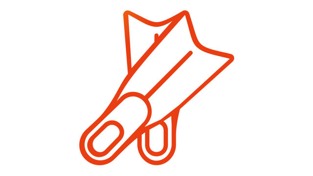 Vibrant orange gradient swim fins vector icon illustration. Minimalist line art of diving flippers for snorkeling and water sports. Scalable flat design for summer vacation and swimming gear.