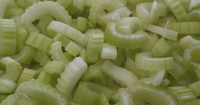 slices of celery closeup rotating selective focus 4k 30fps