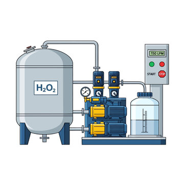 Hydrogen Peroxide Dosing System with Pumps and Tank