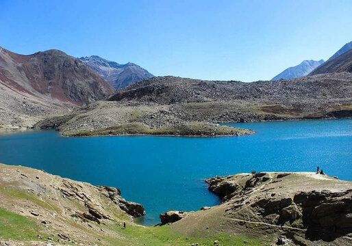 Beautiful panoramic view of Lulusar Lake in Naran, Kaghan Valley, Pakistan. 