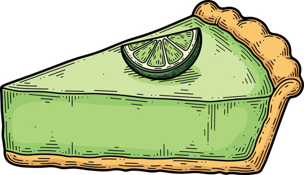 A slice of lime pie on a transparent background
