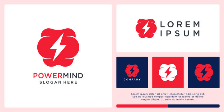 Power mind logo design template with flash