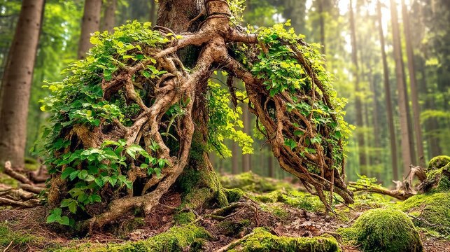 Tree Roots Formed into Lungs Symbolizing Nature and Life&rsquo;s Interconnectedness