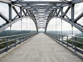 Fototapeta premium A metal bridge structure stretching into the distance, symbolizing a bright future.