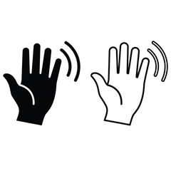 Fototapeta premium Hands vector illustration set with various hand gestures, fingers, palms, and silhouette icons showing human symbols and signs