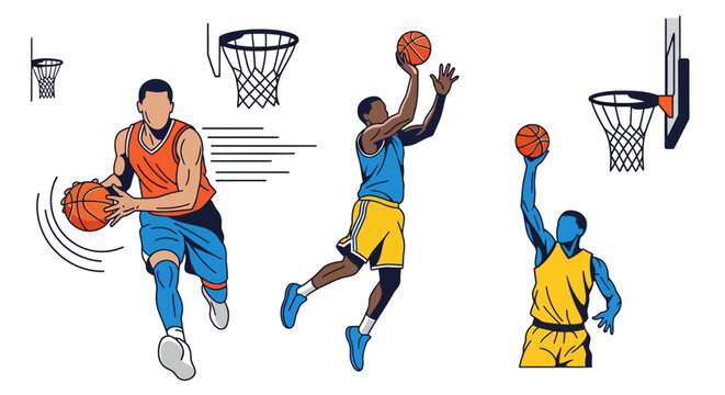 Basketball Action Graphic Illustration Set