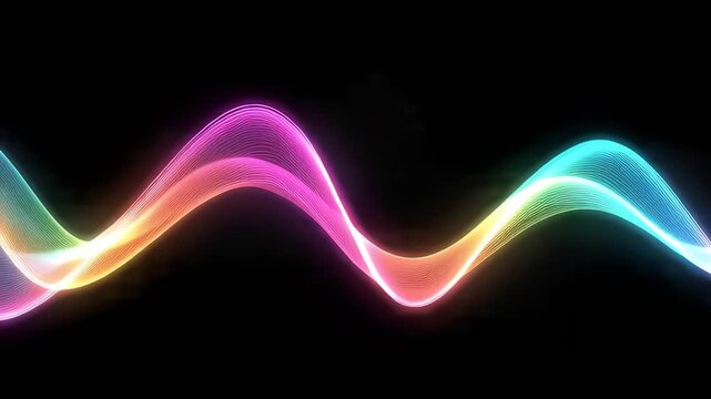 Harmonic Spectrum Wave: A vibrant display of colors dances across the dark, depicting a visualization of sound waves or energy flow. Aesthetically pleasing and perfect for conceptual designs.