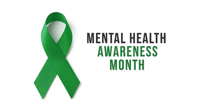 Green ribbon symbolizing mental health awareness month campaign