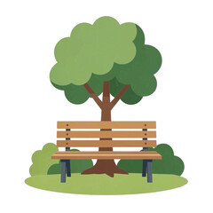 Naklejka premium Park Bench under Tree Flat Icon
