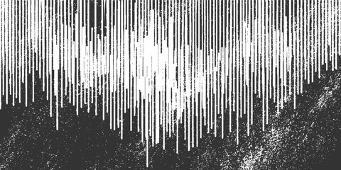 Fototapeta na wymiar White vertical lines forming a heart shape against a dark textured background abstract black
