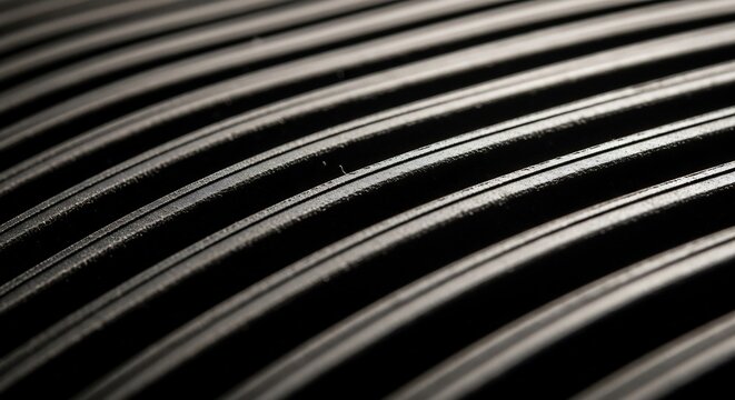 Closeup view of parallel lines creating a textured abstract pattern with light and shadow.