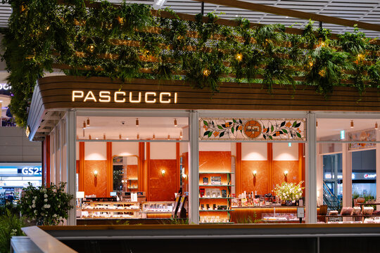 April 14, 2026, Incheon, South Korea - Exterior view of a PASCUCCI cafe at Incheon International Airport Terminal 2.