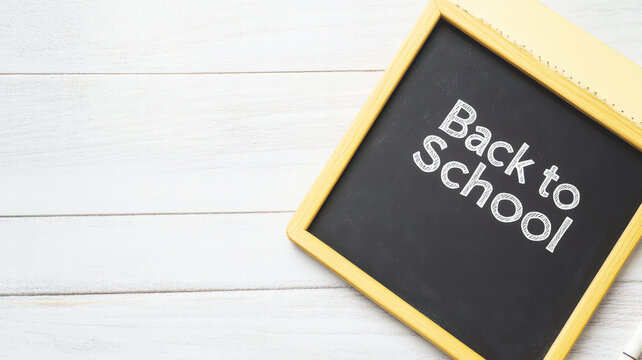 Tiny chalkboard with 'Back to School' written in white chalk