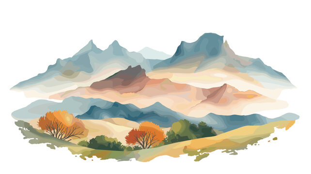 Maloti Drakensberg Route. Maloti Drakensberg Route hand drawn watercolor illustration on white background