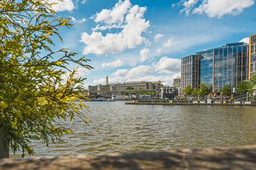 Fototapeta premium Washington D.C. Waterfront Marina with Monument View