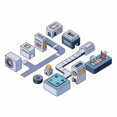 Fototapeta premium Isometric Futuristic Technology Components and Modules.