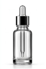 Naklejka premium Clear glass bottle with black dropper cap