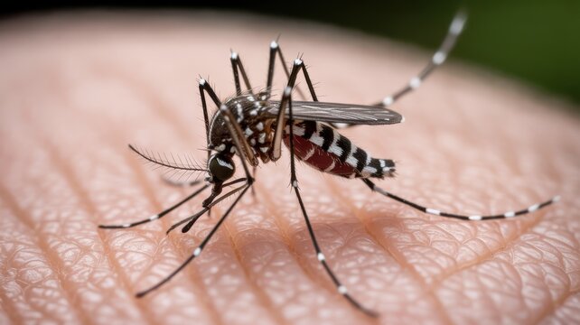 Mosquito close-up on skin