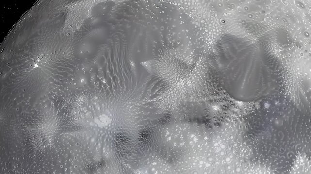Hyper-detailed time-lapse video of the Moon's complete cycle, revealing rough grey regolith and craters against deep space under ethereal light, awe-inspiring cosmic phenomenon