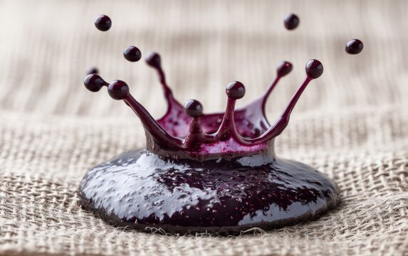 Jam Splattering on Linen After Impact with a Surface Creating a Splash