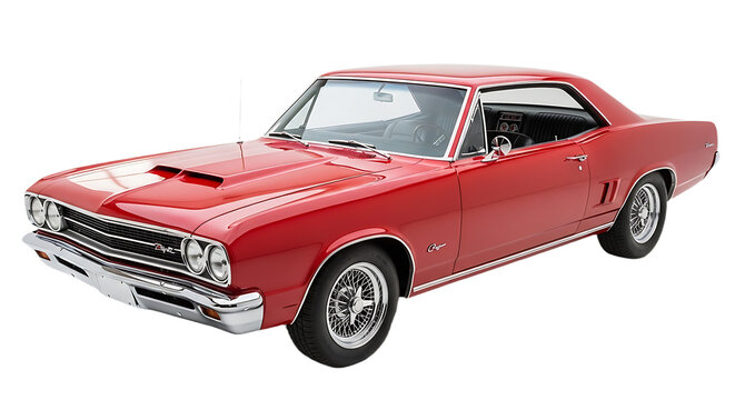 Red 1967 Chevrolet Chevelle S Coupe Classic Car isolated on a transparent background