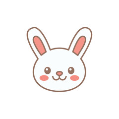Obraz premium Cute Bunny Face Minimalist Vector Logo