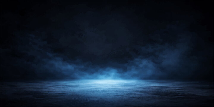 A dark stormy sky filled with heavy clouds creates an abstract texture of deep blue and black over the moonlit sea as nature reveals a powerful weather backdrop