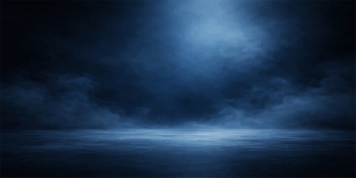 A dark and stormy sky filled with black clouds moves across the blue nature horizon in an abstract timelapse of rain and smoke textures against the night heaven