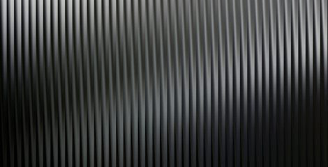 Obraz premium Abstract Dark Ribbed Glass Texture Background with Vertical Fluted Pattern and Elegant Linear Light Reflections