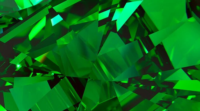 Emerald Crystal Facets &ndash; Abstract Green Gemstone Texture, Vivid emerald gemstone close-up with sharp prismatic facets; luminous green abstract background for luxury branding and modern design.