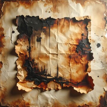 Burnt paper with torn edges background.