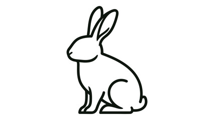 Obraz premium Simple black and white line drawing of a rabbit in a seated position