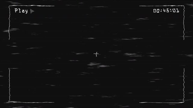 VHS Playback Overlay with Static Glitch and Vintage Timecode, CRT Scanlines Distortion Effect in 4K